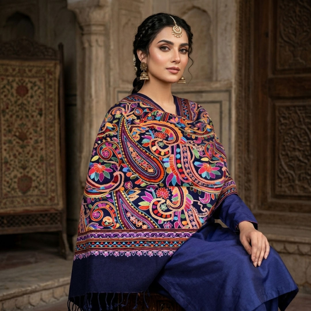 Kashmiri Zari Embroidery Shawl